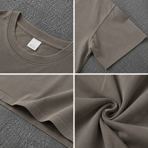 T-shirt tricoté formel surdimensionné personnalisé unisexe en coton épais à col roulé, écologique, anti-boulochage, effet vintage, OEM ODM - Product Image 4