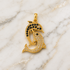 Joyería Fina para Mujer, Collar con Colgante de Delfín con Diamantes de Moissanita, Oro 10K, Diseño Personalizado, Amuleto de la Suerte, Regalo de Moda - Product Image 3