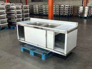 โต๊ะสแตนเลสแบบตั้งได้พร้อมตู้ล้างจาน - Product Image 2