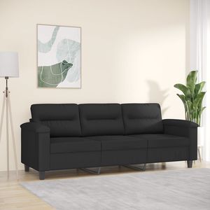 Canapé 3 places en tissu microfibre noir durable pour salon - Product Image 1