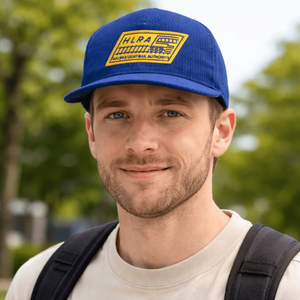 Casquettes de camping personnalisées en velours à visière plate, ajustables avec fermeture à pression, non structurées, souples, pour sports de plein air, avec patch tissé, casquettes de course à 5 panneaux - Product Image 5
