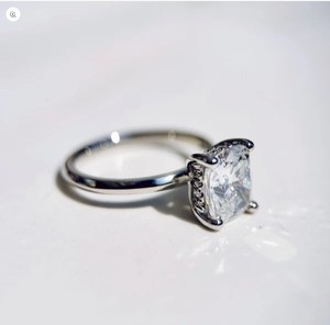 Anillo de Moissanita con Corte Cojín, Plata de Ley 925, Chapado en Oro Amarillo, Anillo de Compromiso, Promesa, Boda, Regalo de Aniversario para Ella - Product Image 3