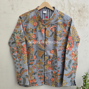 Veste en coton premium matelassée à broderies florales et imprimés indiens, modèle 2026, très prisée, écologique, pour femme, prix usine - Product Image 3