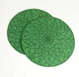 Sets de table perlés avec motif floral personnalisé pour la décoration de table lors de la fête de Noël, vert foncé - Product Image 5