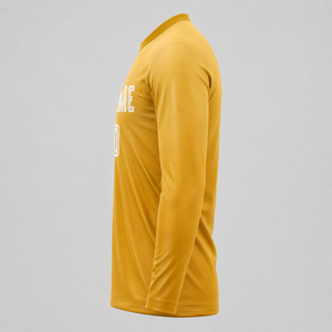เสื้อฟุตบอลแขนยาวสีเหลืองสำหรับผู้ชาย คอกลม ระบายเหงื่อได้ดี ผลิตจากโพลีเอสเตอร์ พิมพ์ชื่อทีม ทรงปกติ ราคาประหยัด - Product Image 4