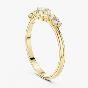 Anillo de Compromiso de Oro Amarillo de 9K con Diamante Cultivado en Laboratorio de Corte Marquesa de 1.20CT y Piedras Laterales Redondas, Joyería Nupcial Personalizada al por Mayor - Product Image 6