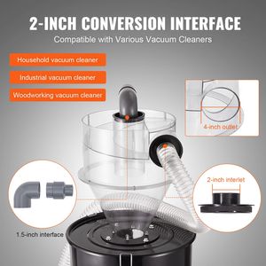 Separatore di Polvere a Ciclone con Serbatoio Metallico da 3hp, Collettori di Polvere a Ciclone Retrofit da 4 Pollici, Filtro Polvere ABS con Foro Esterno da 2 Pollici Co" - Product Image 4
