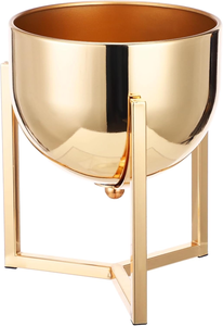Macetero de Metal Dorado de Lujo con Soporte, Acabado de Latón Reflectante Moderno, Porta Macetas para Plantas de Interior, Sala de Estar, Oficina - Product Image 2