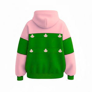 Alfa |   Kapa |   Sudadera con Capucha para Mujer Alpha Sorority, Color Verde y Rosa, Sudadera con Bloques de Color, Sudadera Universitaria, Ropa Griega - Product Image 3