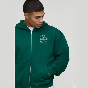 Sudadera con capucha extragrande y cierre de cremallera con apliques estilo universitario - Product Image 4