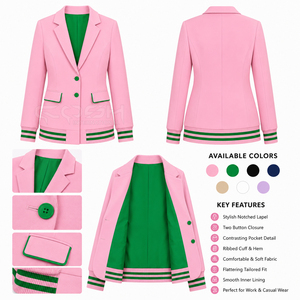 เสื้อเบลเซอร์ Cosh International Sorority Sisterhood แต่งขอบสีเขียว พิมพ์โลโก้แบบรีดร้อน แขนยาว ปกคอวี - Product Image 6