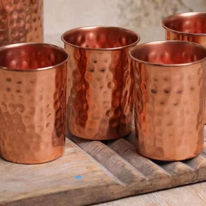 Gobelets en cuivre compacts, faciles à saisir, en métal, pour l'eau, les jus, les cocktails, durables, réutilisables, pour la cuisine, la salle à manger, les boissons. - Product Image 1