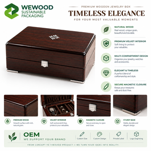 Boîte à bijoux en bois de qualité supérieure avec finition luxueuse, boîte de rangement en bois personnalisée pour bijoux et accessoires - Product Image 1