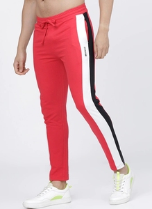 Pantalon de survêtement rouge pour homme 100 % coton, respirant, anti-transpiration, taille élastique avec cordon de serrage, style streetwear décontracté, en maille - Product Image 3