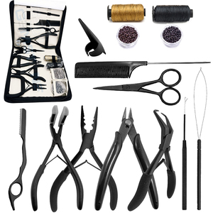 Microlinks Durable Reusable Black Hair <b>Extensions</b> Tool Kit Stainless Steel Micro Ring <b>Beads</b> Opener Closer Hook Loop Tool Custom - Product Image 1