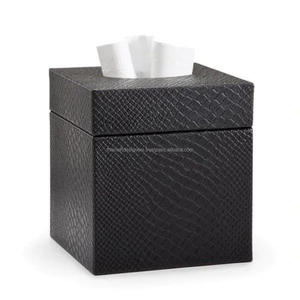 Dispensador de Servilletas de Cuero de Cocodrilo Negro, Caja de Pañuelos Decorativa Premium, Suministros para Eventos, Impresión de Logotipo Personalizado - Product Image 5
