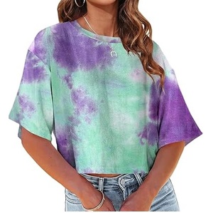 Camisetas crop top personalizadas con estampado, holgadas, sexys, transpirables para mujer, al por mayor, lisas, con lavado vintage, para mujer - Product Image 6