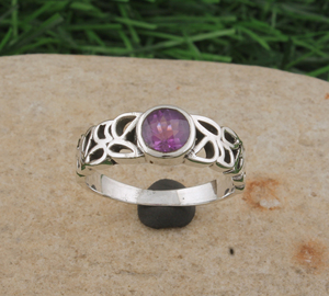 Anillo con Bisel de Turquesa Natural, Plata de Ley 925, Gema Morada, Joyería de Piedra Natalicia de Febrero para Mujer, Venta al por Mayor AAA - Product Image 3