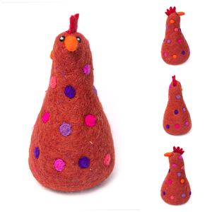 Décoration de coq en feutre de laine fait main, figurine de poulet à pois, ornement animalier d'intérieur pour Halloween pour enfant - Product Image 4