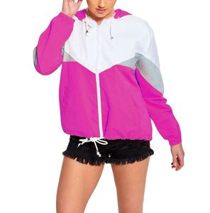 Chaqueta cortavientos para mujer al por mayor tela de poliéster personalizada alta calidad oversize capucha larga cortavientos de nailon colores sólidos - Product Image 2