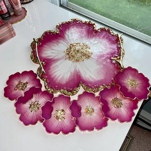 Plateau en résine de luxe, article cadeau pour les fêtes et la décoration intérieure, plateau en résine époxy artisanal, prix abordable - Product Image 4