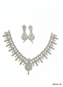 Juego de joyería de lujo AD, circonita cúbica de alta calidad, collar y aretes de diamantes americanos para novia, para boda india, para mujer - Product Image 6