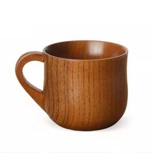 Eco Friendly Natural Solid Wood <b>Tea</b> <b>Cup</b> Set <b>Large</b> Handle Wooden Coffee Mug With Spoon For Kitchen Drinkware - Product Image 5