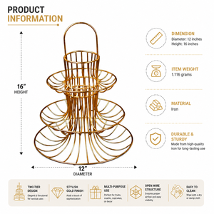 ชั้นวางผลไม้เหล็กดัดทำมือหลายชั้นสำหรับจัดเก็บและตกแต่ง - Product Image 5