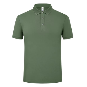 Chemise piqué noire unie anti-plis en polyester à manches courtes pour homme, coupe décontractée, tricotée avec boutons - Product Image 6