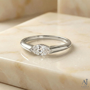 Anillo de Compromiso y Boda Clásico Minimalista con Moissanita Corte Marquesa Chapado en Oro Rosa para Mujer - Product Image 4