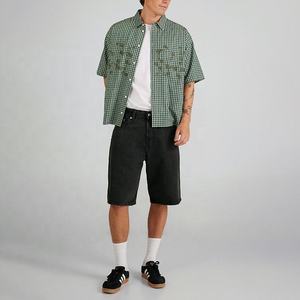 Pantalones Cortos de Mezclilla Desgastados para Hombre, Estilo Urbano, Pierna Recta, Cintura Media, Casuales de Verano, de Algodón Tejido, con Cremalleras y Bolsillos Bordados - Product Image 3