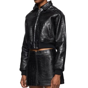Premium Women's Python Grain <b>Leather</b> <b>Jacket</b> Designer Cowhide Fashion OEM ODM Manufacturer Sample Service Available - Product Image 4