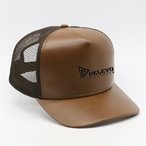 Casquette Trucker Effet Cuir avec Dos en Maille Réglable, Chapeau Snapback Personnalisable, Casquette Décontractée Streetwear - Product Image 3