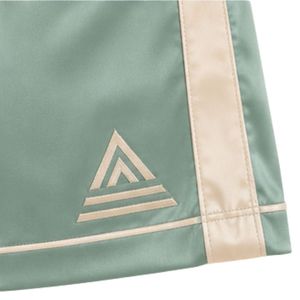 Ensemble de pyjama en satin vert sauge pour femmes, haut à manches courtes et short, bordure contrastante beige, vêtements de nuit doux, fabrication sur mesure OEM ODM - Product Image 6