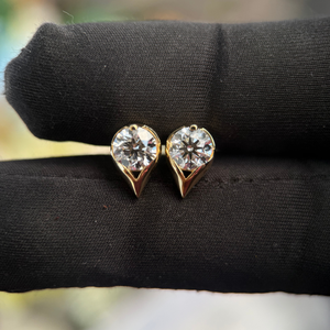 Boucles d'oreilles en diamant rond brillant 1,25 ct chacune, 2 pièces, certifiées IGI, or 14 carats, bijoux fins - Product Image 6