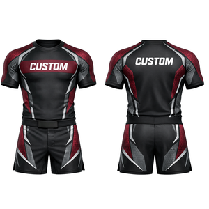 Conjunto de compresión MMA BJJ: Rashguard de manga corta y pantalones cortos a juego, elásticos, para Jiu Jitsu, Kimono de Jiu Jitsu, Ropa de Artes Marciales - Product Image 1