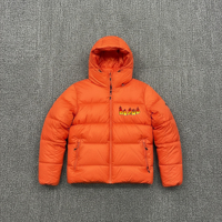 Blouson matelassé à capuche orange pour homme, coupe-vent, décontracté, hiver, coupe régulière, fermeture éclair, motif camouflage, coton long et peigné
