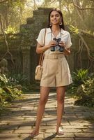 Celana Pendek Khaki Wanita Berkualitas Tinggi Dengan Lipit dan Sabuk D-Ring Dari Pemasok India Dengan Harga Terbaik Celana Pendek Khaki
