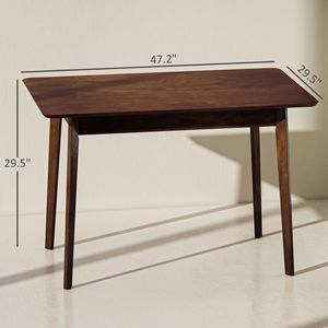 Mesa de Comedor Rectangular de Madera de Nogal de Estilo Moderno de Mediados de Siglo de 47.2 Pulgadas para 4 Personas, Mesa de Comedor con Patas de Madera de Caucho - Product Image 3