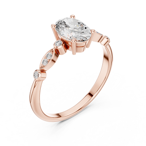 Deco Oval Cut Lab Grown Solitaire <b>Ring</b> <b>Set</b> in 18KT Rose <b>Gold</b> Certified for Party Wedding Daily Use Luxury Gifting for Women - Product Image 1