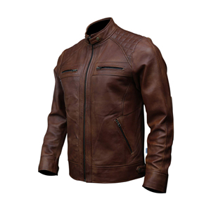 Veste en cuir écologique respirante et imperméable à col montant en toile, style aviateur, avec logo frontal, livraison rapide - Product Image 2