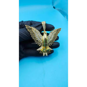 Collier de luxe avec pendentif oiseau, diamant de laboratoire, argent sterling 925, style hip-hop, bijoux streetwear - Product Image 1