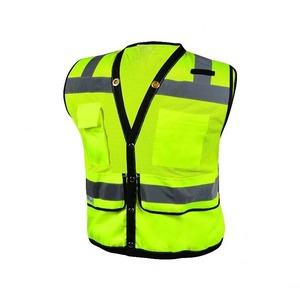 Gilet de sécurité imperméable en polyester respirant, haute visibilité ANSI Classe 1, avec fermeture éclair, logo personnalisé, style mode, pour la vente en gros - Product Image 2
