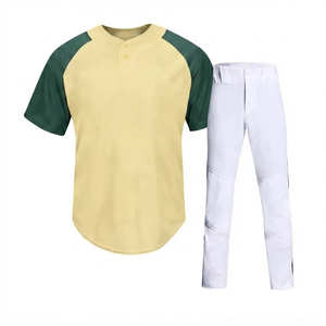 Crew Neck Lite Yellow Men's <b>Baseball</b> Jersey Pants Silk Screen Printing 100% Polyester Mesh Elastic Waist Quick Dry Front Log - Product Image 1