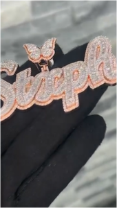 Colgante de moissanita estilo hip hop con nombre personalizado, letra VVS, joyería de diamantes con incrustaciones de moissanita, colgante de moissanita de plata 925 - Product Image 5