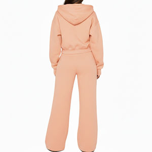 Conjunto de Sudadera con Capucha de Fútbol al por Mayor, Chándal Personalizado 500GSM 100% Algodón, Chaqueta con Cremallera y Pantalones de Pierna Recta, Ropa de Mujer - Product Image 6