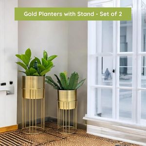 Soporte de Metal Dorado para Plantas con Porta Macetas, Moderno y Lujoso, para Interiores, para el Hogar - Product Image 6