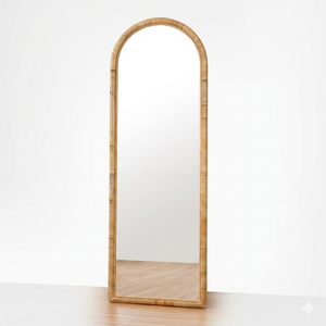 Bohemian Rattan Stand <b>Mirror</b> <b>Full</b> Body <b>Arched</b> <b>Full</b> <b>Length</b> <b>Mirror</b> Wicker Rattan Standing Wall <b>Mirror</b> from Vietnam - Product Image 1