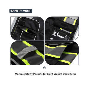 Chaleco de trabajo de diseño personalizado con múltiples bolsillos y tiras de tela para ropa de trabajo. - Product Image 5