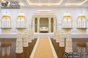 เวทีมานาวาไรสไตล์วัดศรีลังกา ตกแต่งงานแต่งงานสุดหรูหราสีขาวแบบมานาวาไรตามสั่ง - Product Image 2